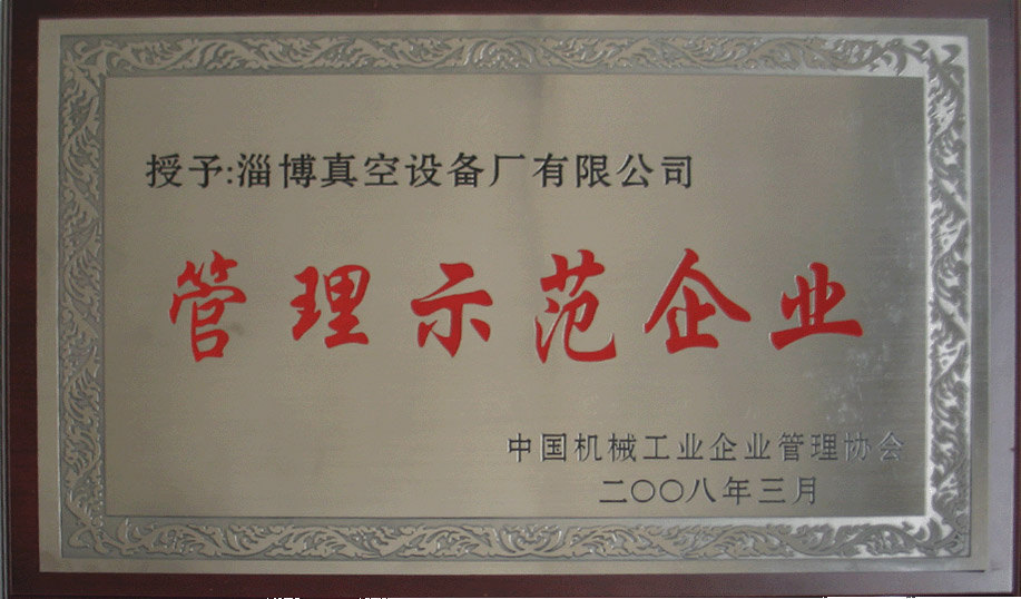 2008年3月，公司被中國機械工業(yè)企業(yè)管理協(xié)會(huì )授予“管理示范企業(yè)”